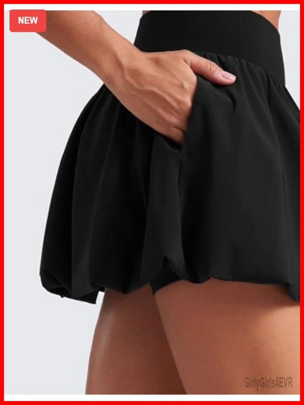 High Waisted Tennis Skort with Built-in Shorts, Quick-Dry, Pockets, Ruffled Hem